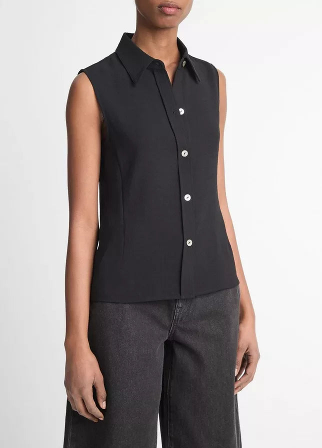 Vince Sleeveless Button-Front Shirt