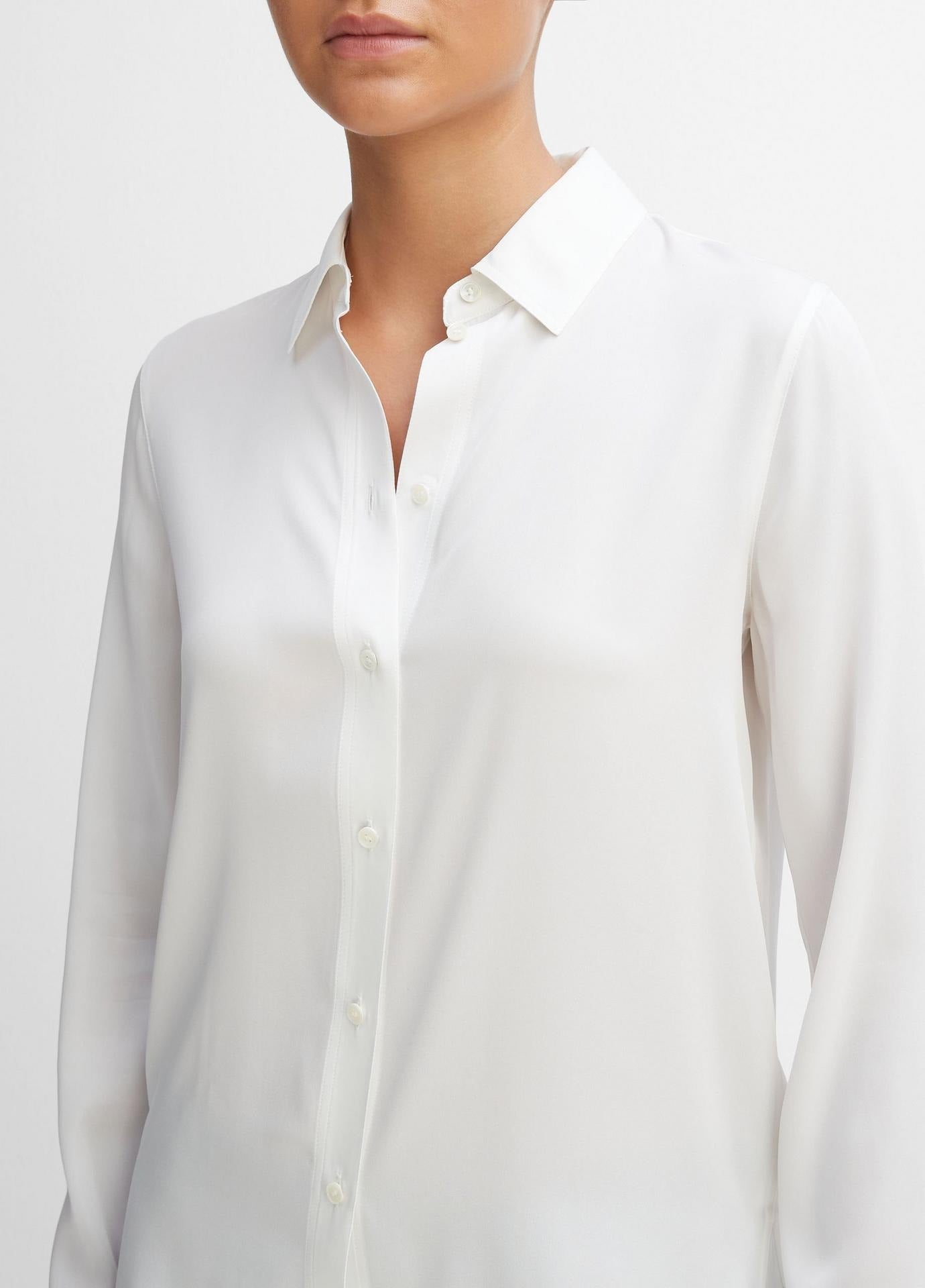 Vince Slim Fitted Stretch Silk Blouse