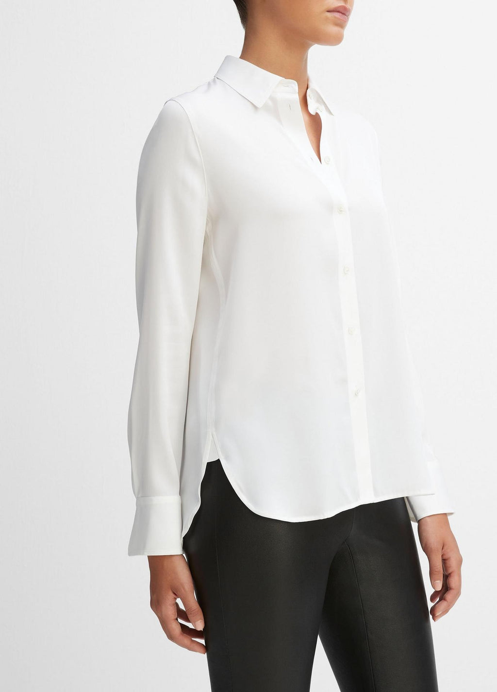 Vince Slim Fitted Stretch Silk Blouse