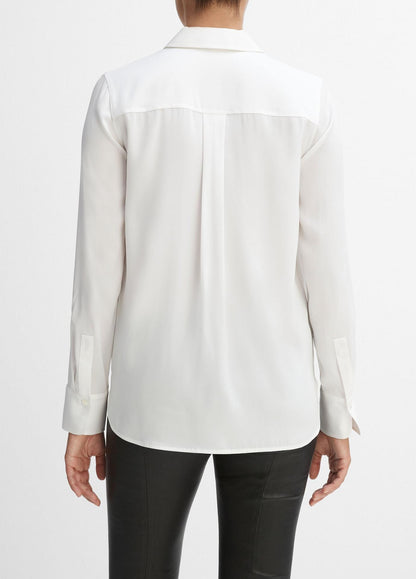 Vince Slim Fitted Stretch Silk Blouse