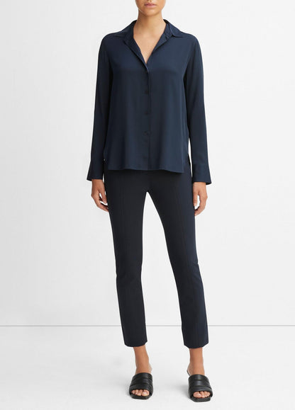 Vince Slim Fitted Stretch Silk Blouse