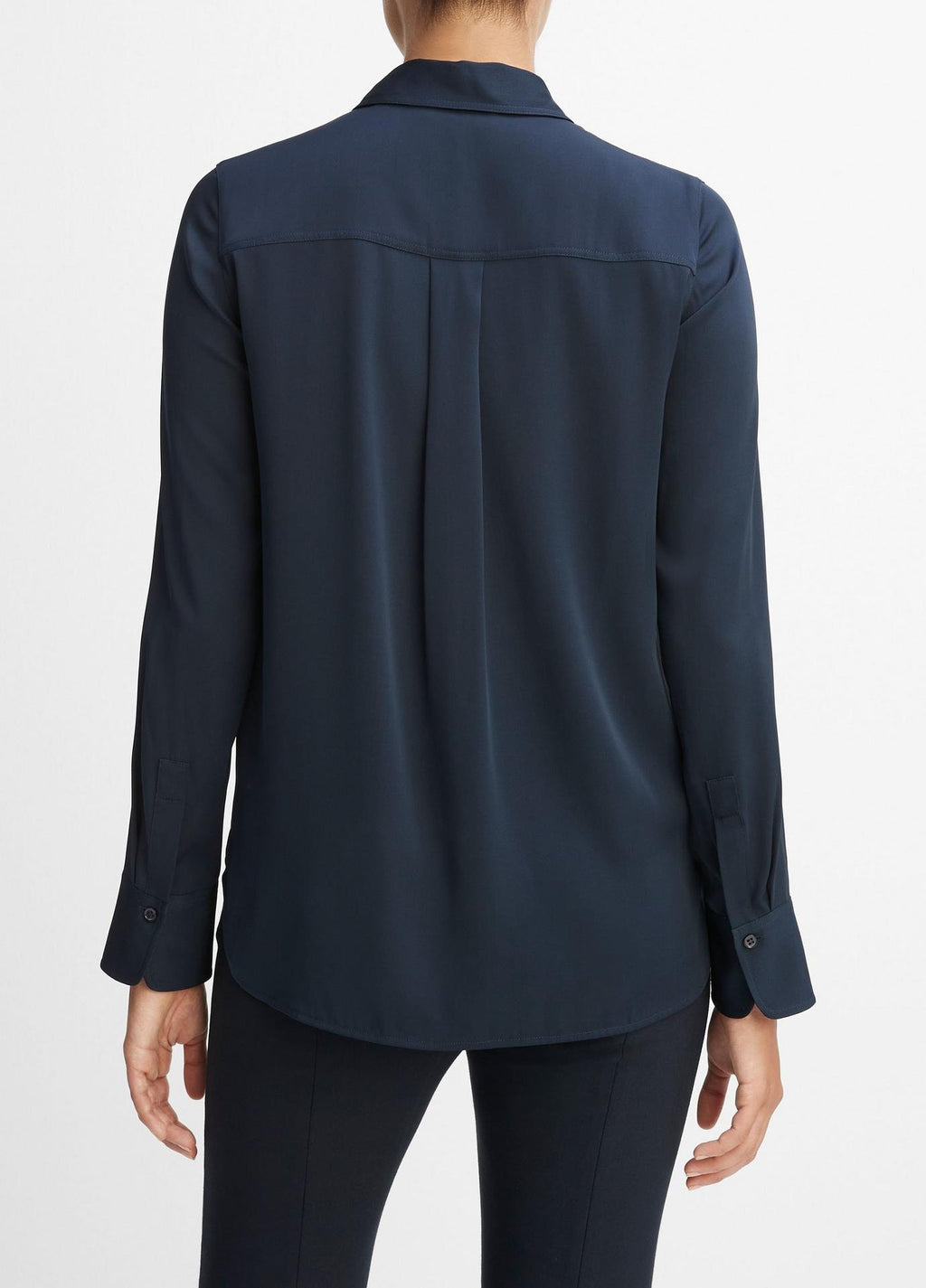 Vince Slim Fitted Stretch Silk Blouse