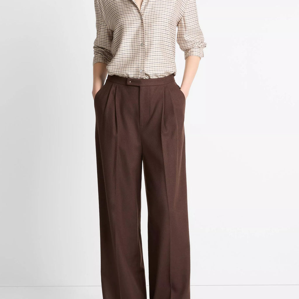 Vince Smocked Micro-Check Button-Front Shirt