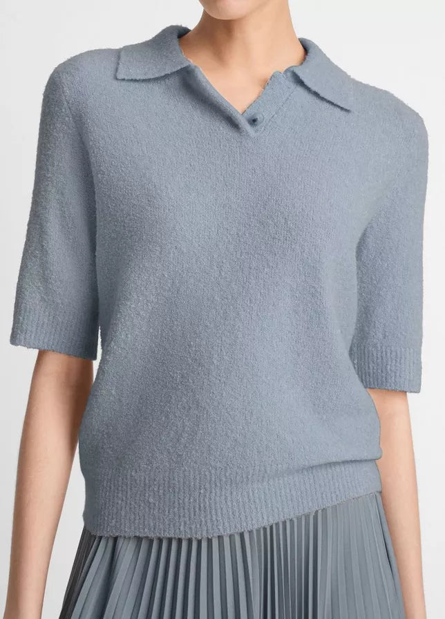 Vince  Soft Bouclé Silk-Blend Polo Sweater