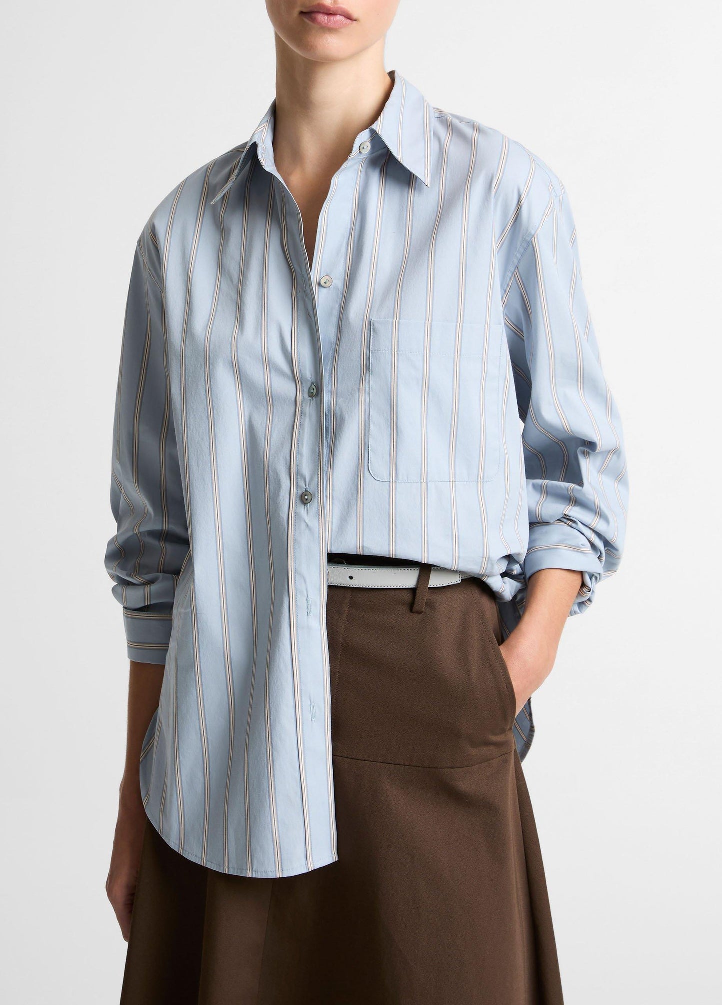 Vince Striped Cotton-Blend Button-Front Shirt