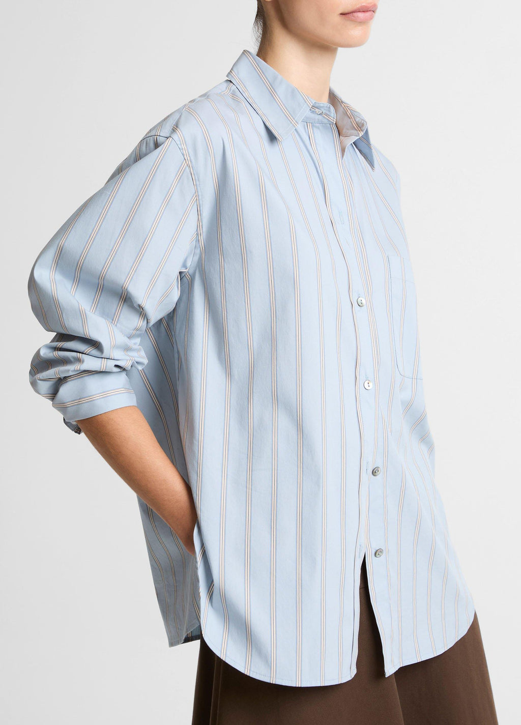 Vince Striped Cotton-Blend Button-Front Shirt