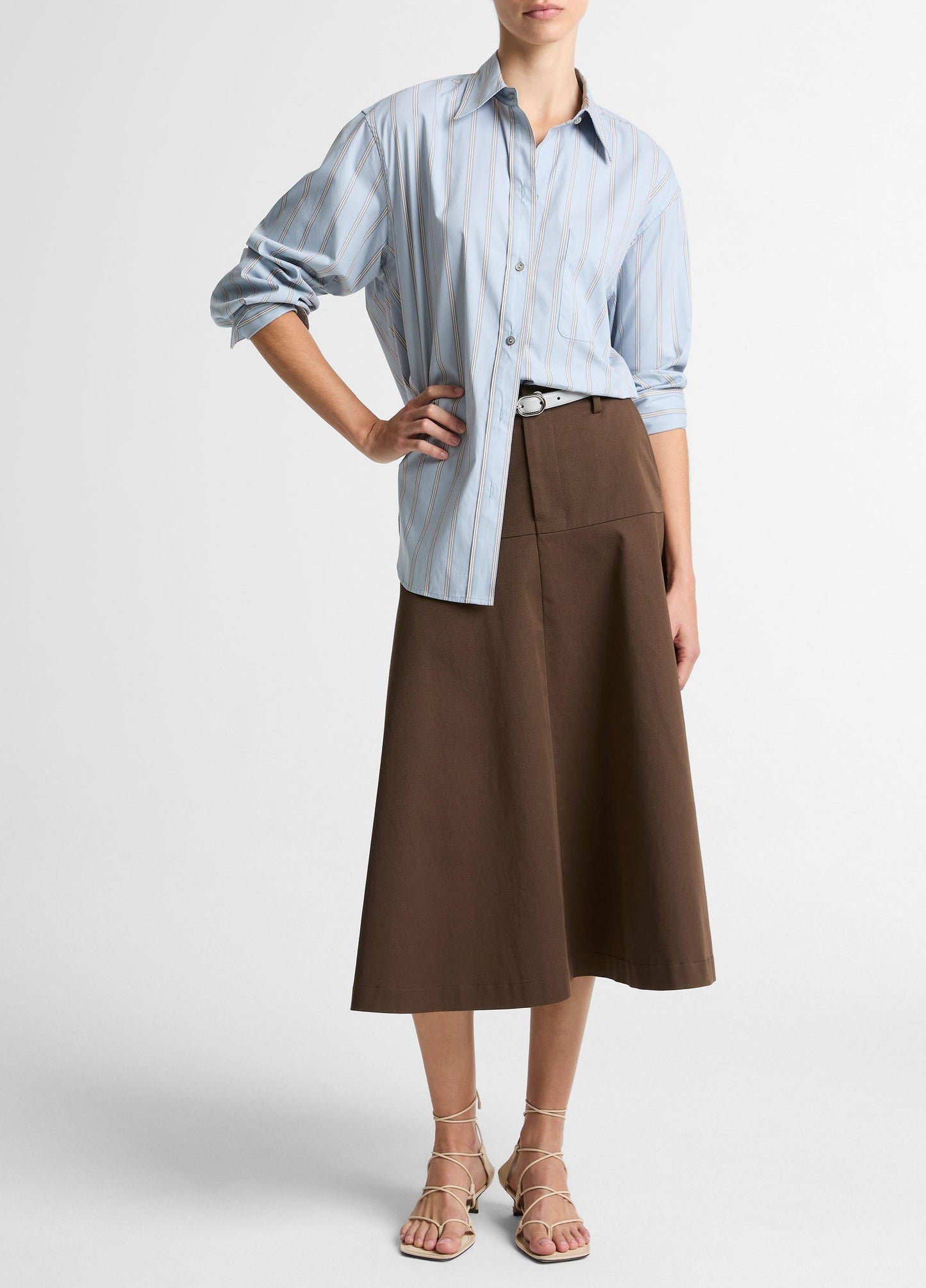 Vince Striped Cotton-Blend Button-Front Shirt