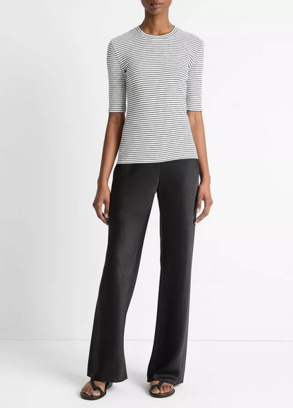 Vince Striped Cotton-Blend Elbow-Sleeve T-Shirt