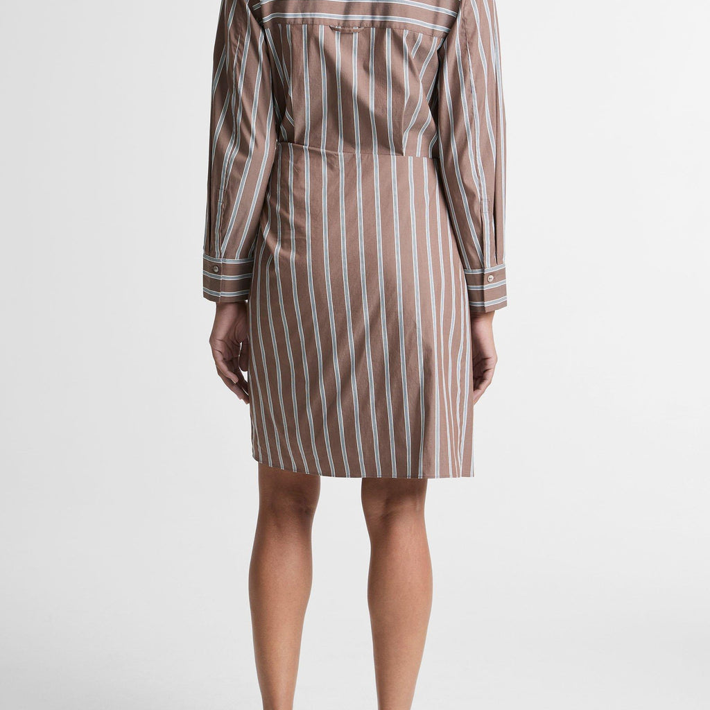 Vince Striped Cotton-Blend Wrap Dress