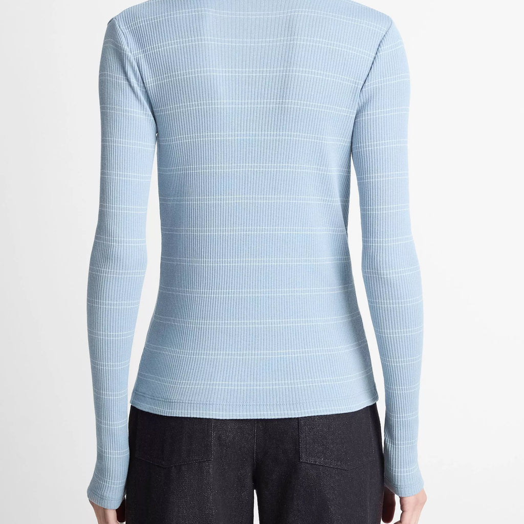 Vince Striped Ribbed Pima Cotton Long-Sleeve T-Shirt
