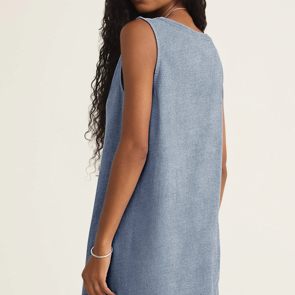 Z Supply Sloane V-Neck Jersey Denim Mini Dress