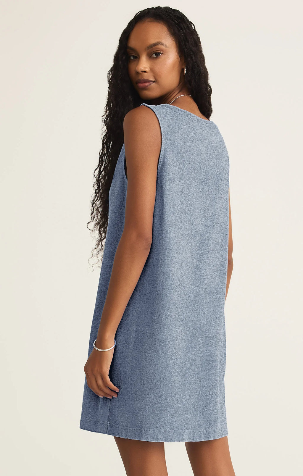 Z Supply Sloane V-Neck Jersey Denim Mini Dress