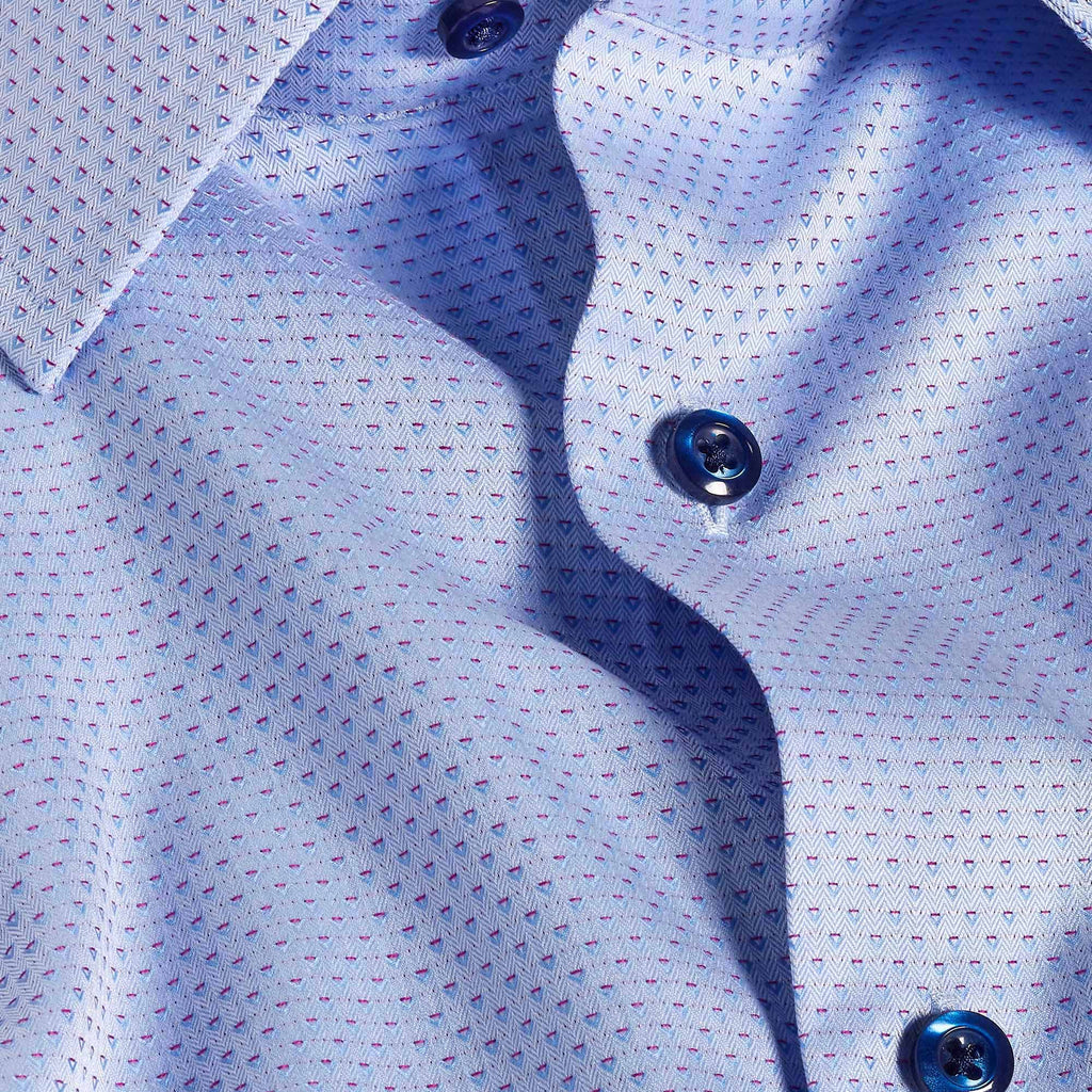 David Donahue Sky & Berry Textured Dobby Dress Shirt