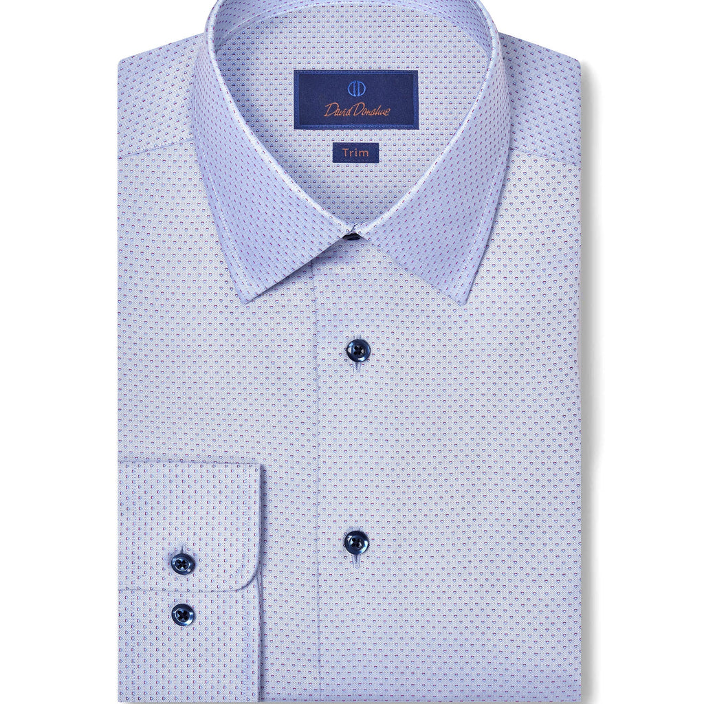 David Donahue Sky & Berry Textured Dobby Dress Shirt