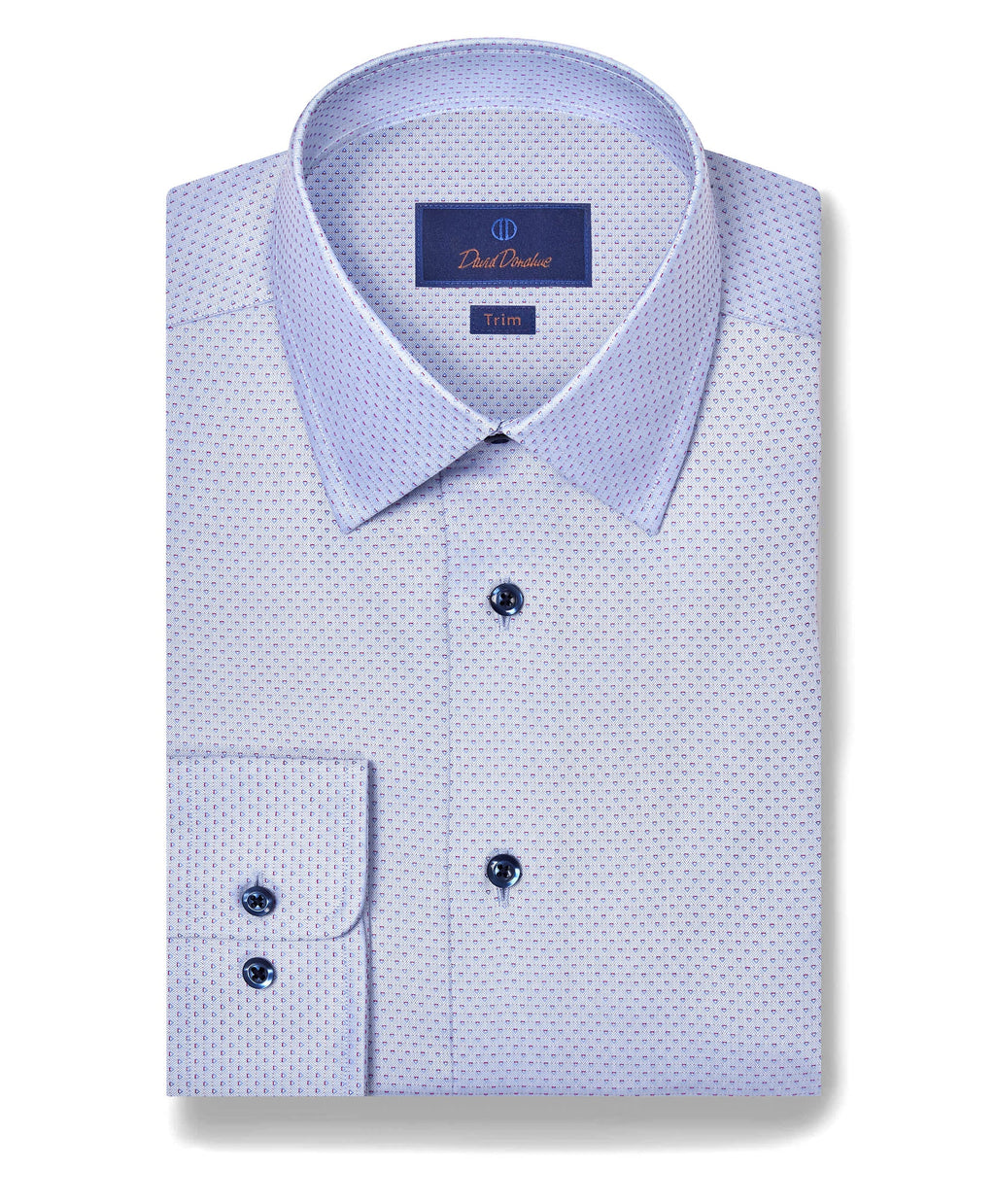 David Donahue Sky & Berry Textured Dobby Dress Shirt