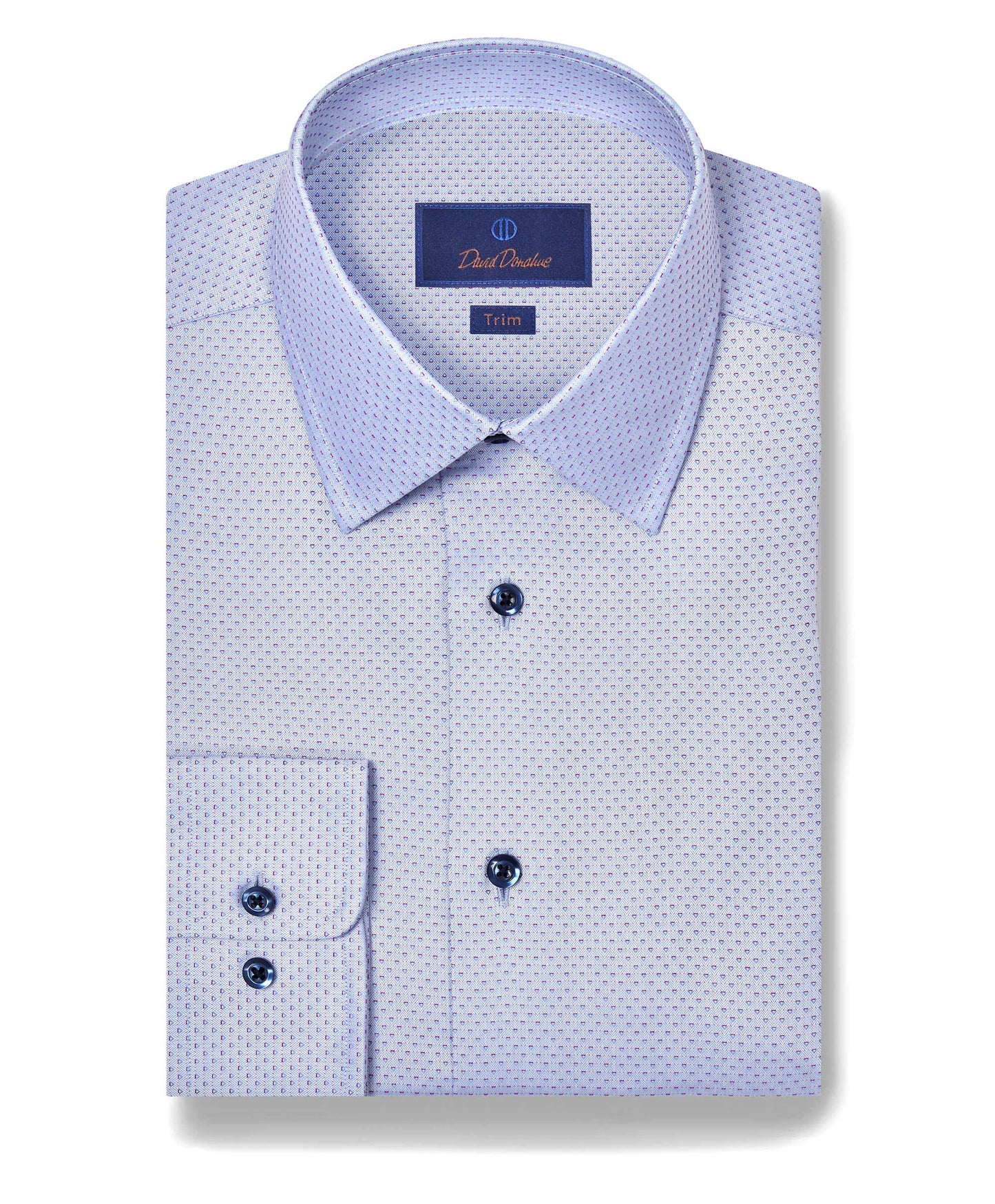 David Donahue Sky & Berry Textured Dobby Dress Shirt