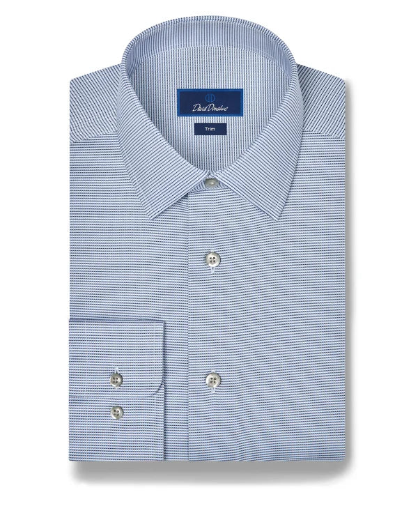 David Donahue Micro Twill Stretch Dress Shirt