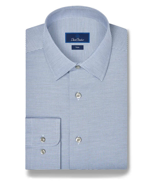 David Donahue Micro Twill Stretch Dress Shirt