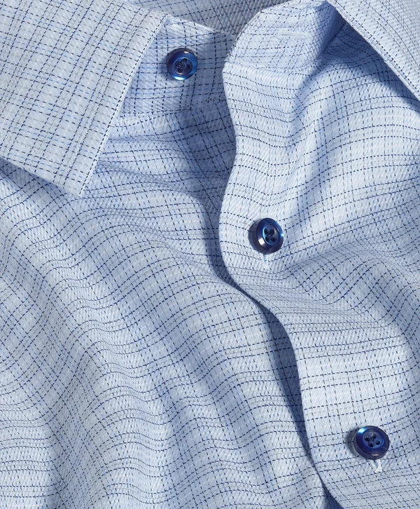 David Donahue Twill Check Stretch Dress Shirt