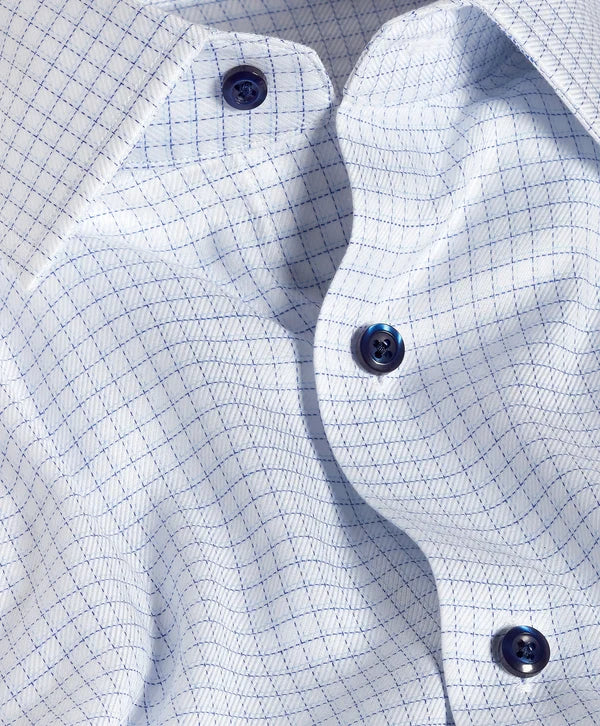 David Donahue Twill Check Stretch Dress Shirt