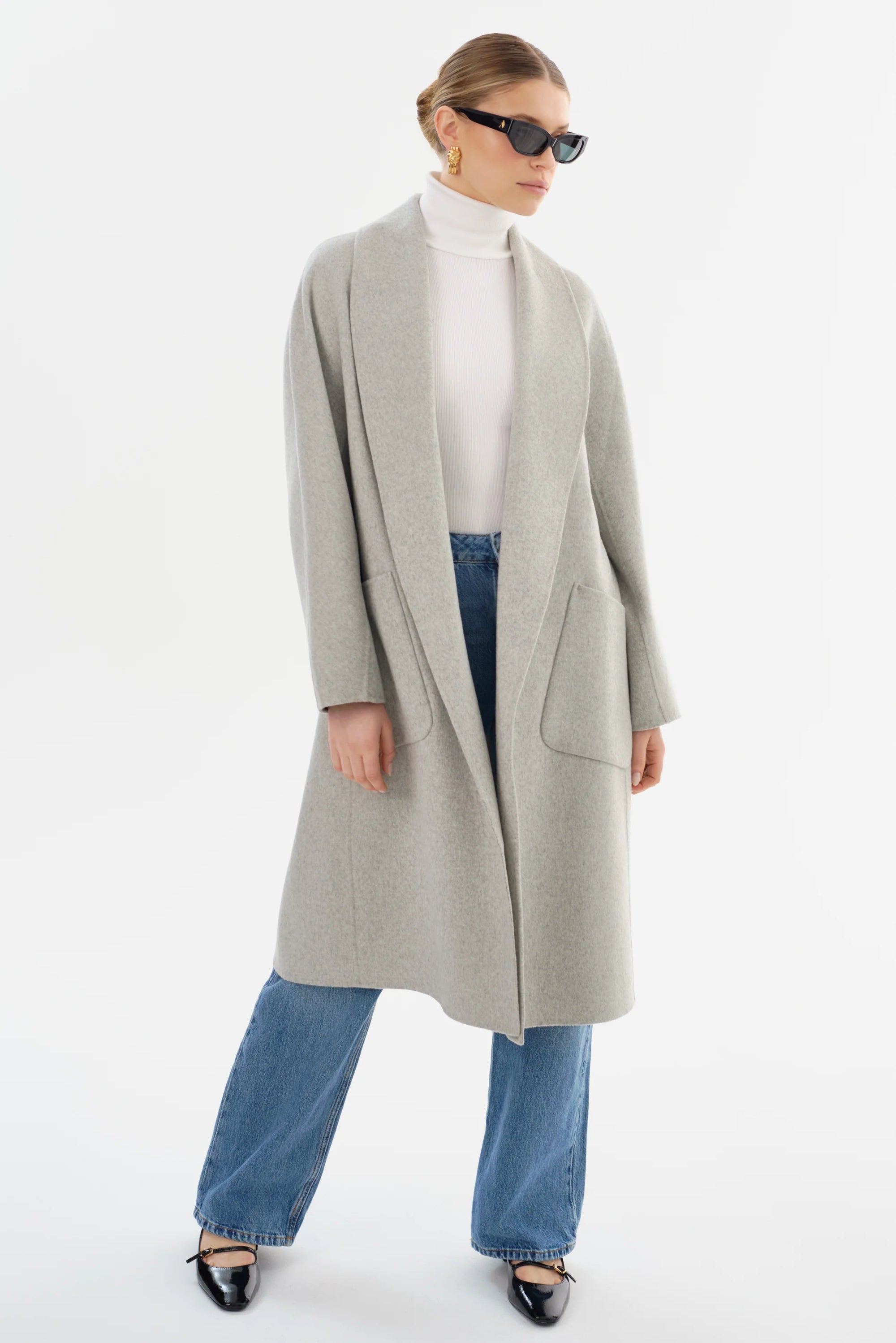 Lamarque Thara Shawl Collar Wool Coat