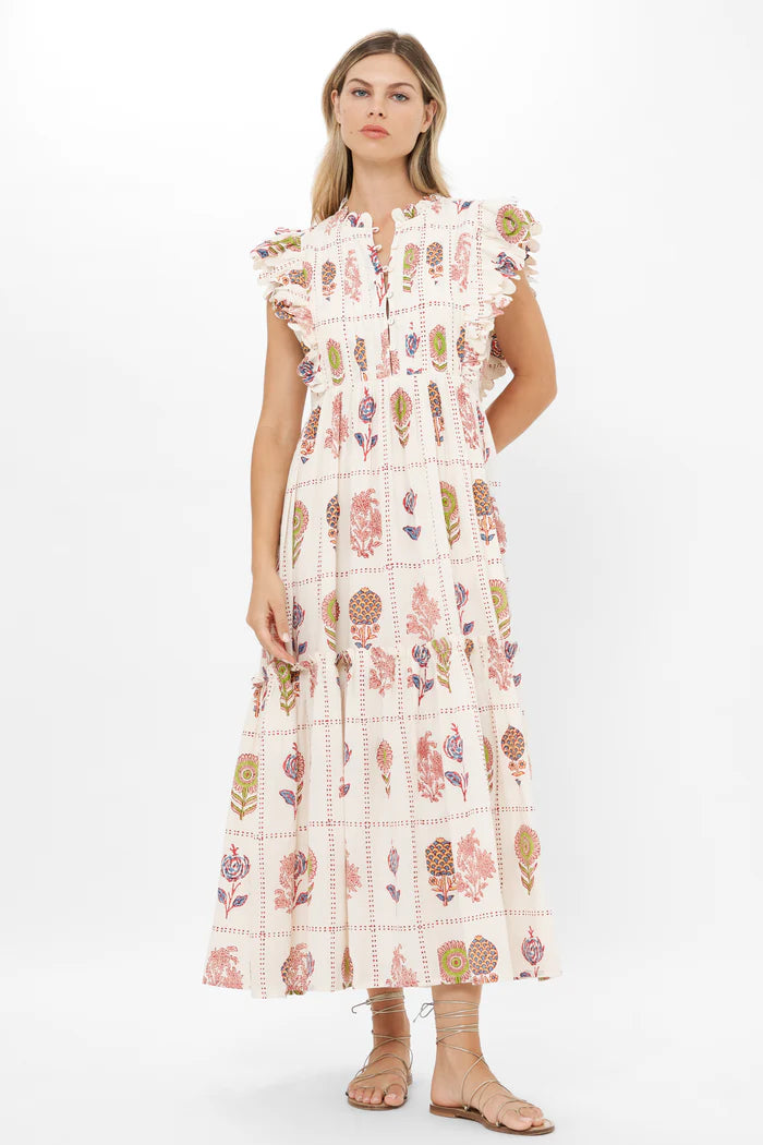 Oliphant Scallop Pintuck Maxi Dress