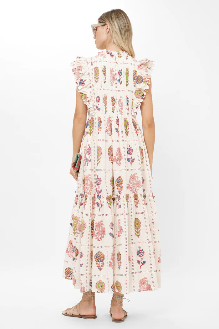Oliphant Scallop Pintuck Maxi Dress
