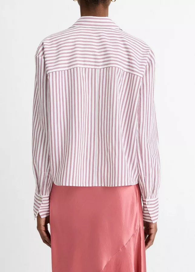 Vince Till Stripe Cropped Button-Front Shirt