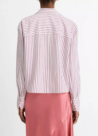 Vince Till Stripe Cropped Button-Front Shirt