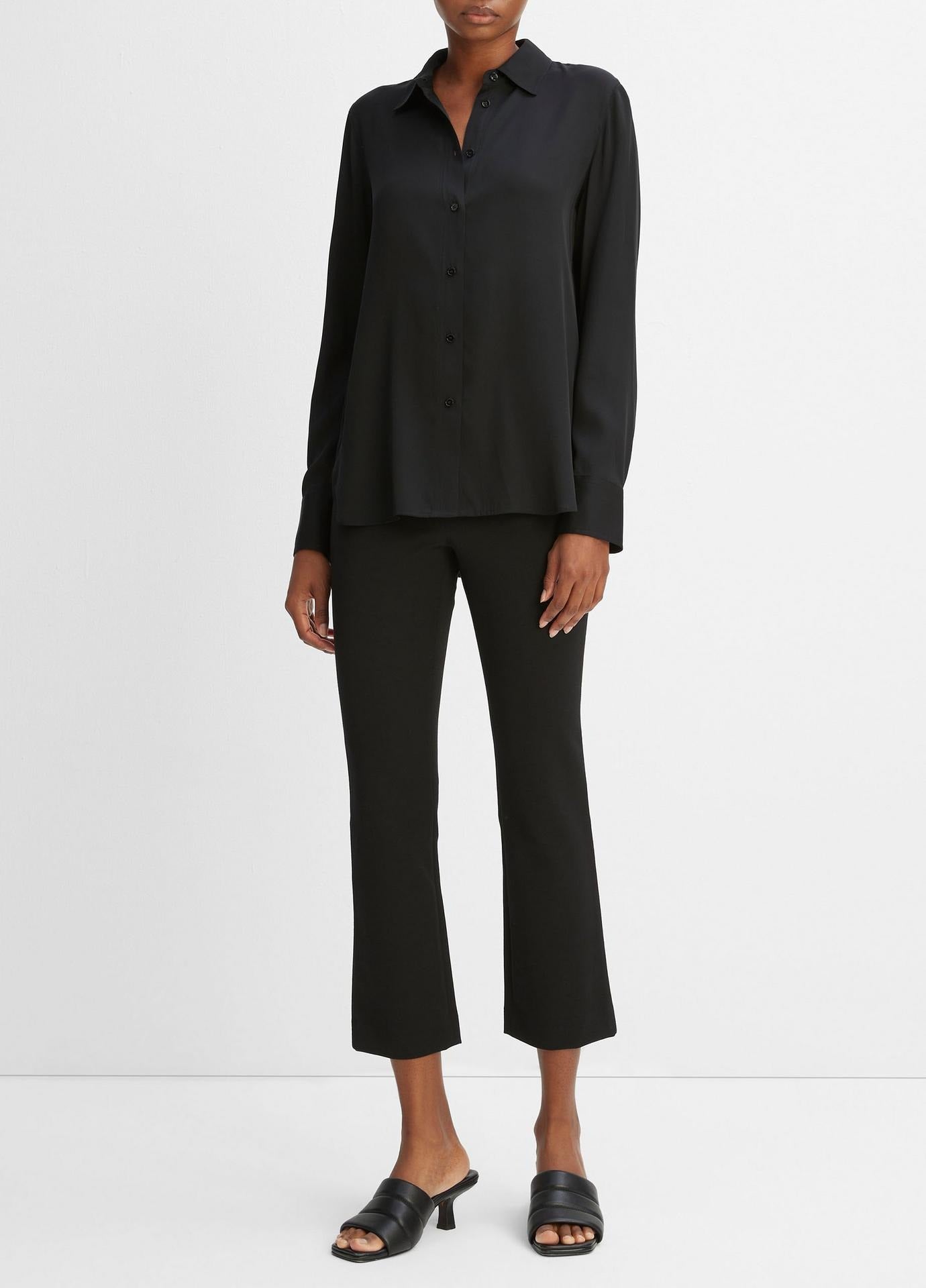 Vince Slim Fitted Stretch Silk Blouse