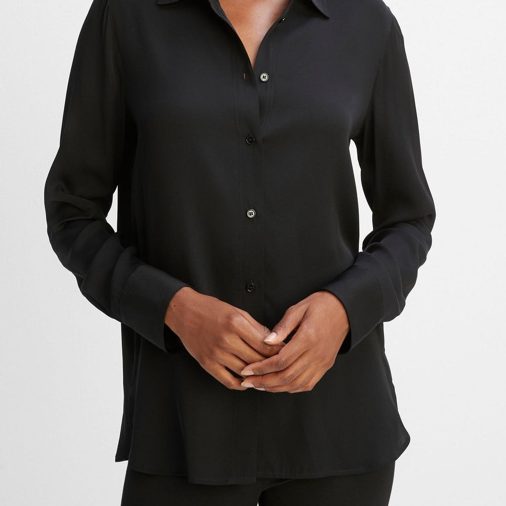 Vince Slim Fitted Stretch Silk Blouse