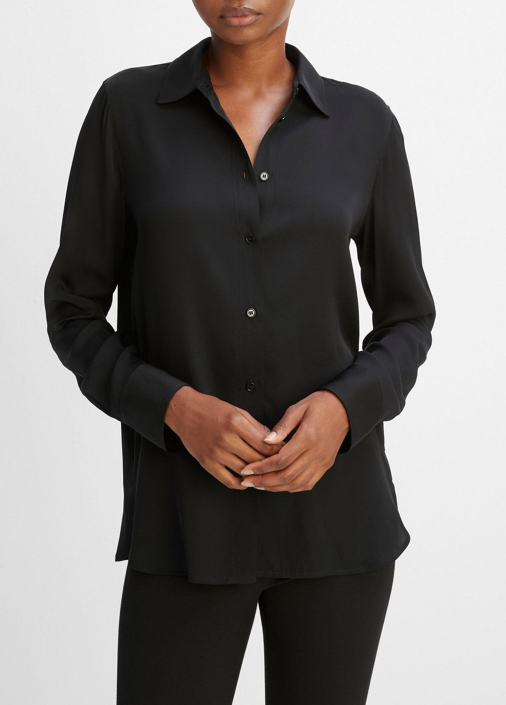 Vince Slim Fitted Stretch Silk Blouse