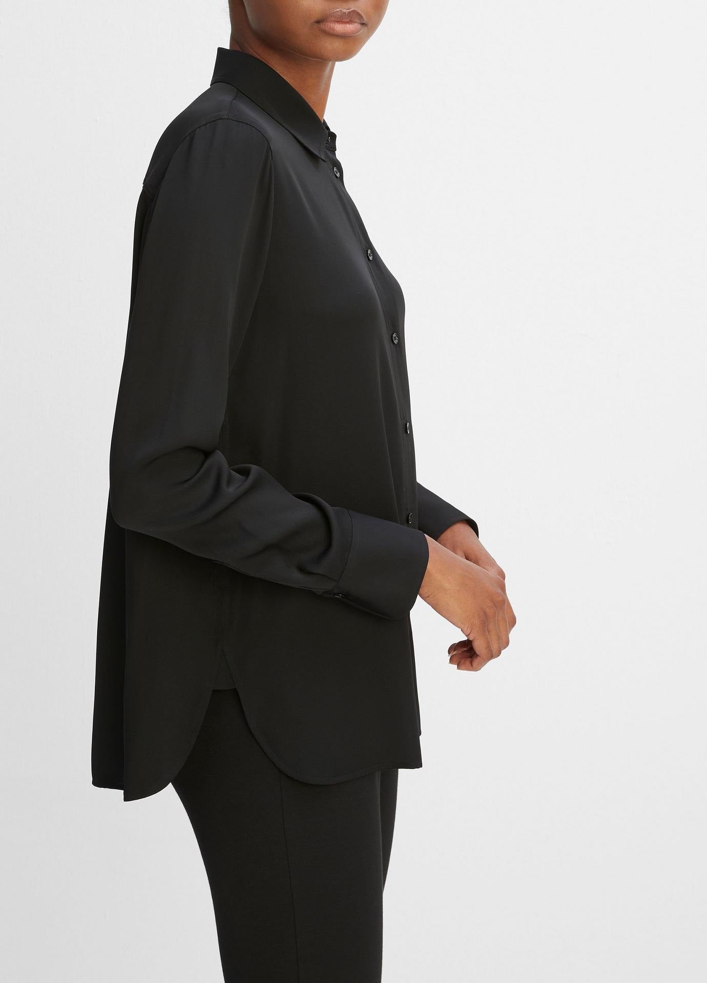 Vince Slim Fitted Stretch Silk Blouse