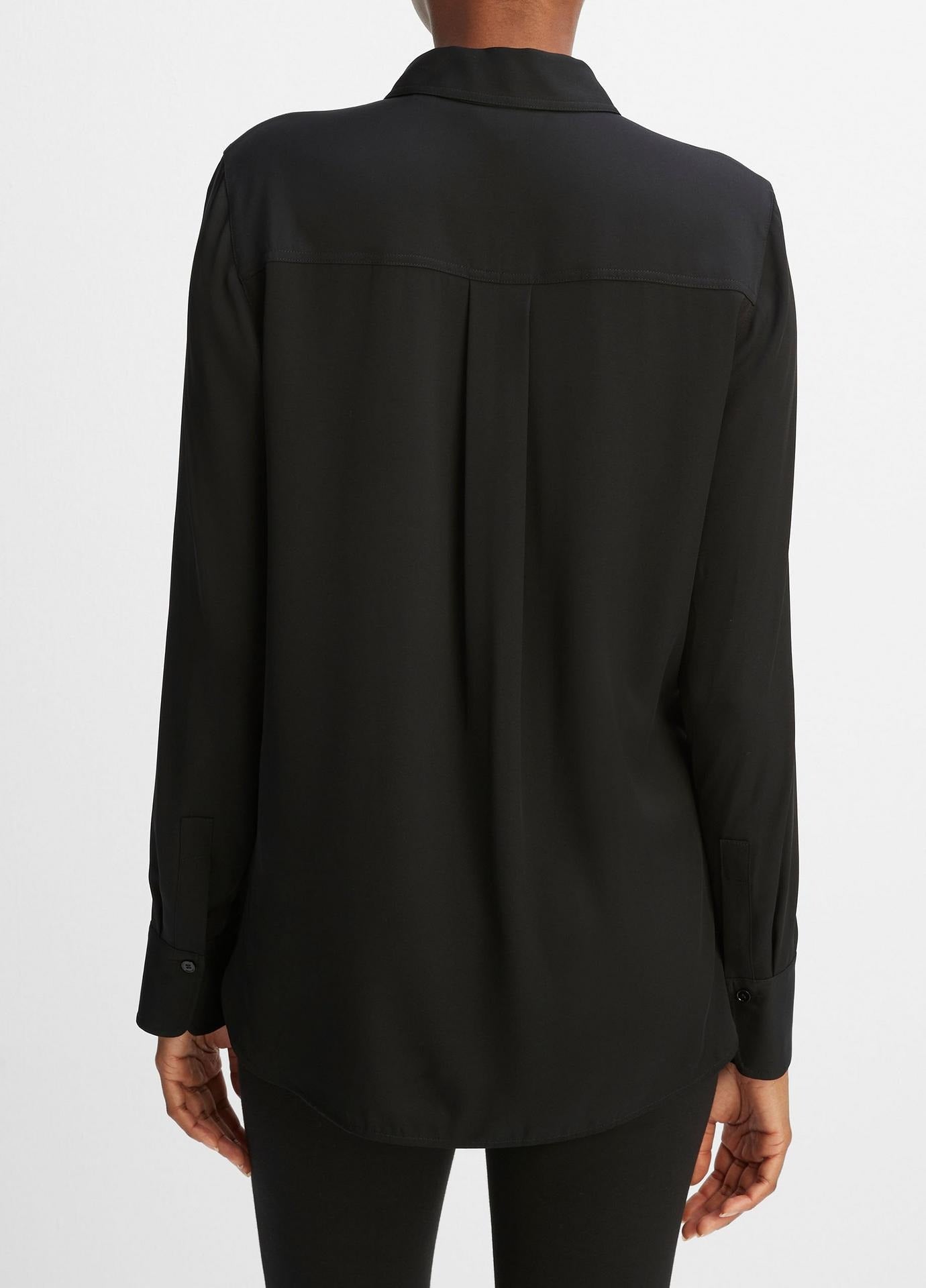 Vihu Fashion Women's Silk Solid Half Sleeve Regular VF Silver Line Blouse  Black 38 : : Fashion
