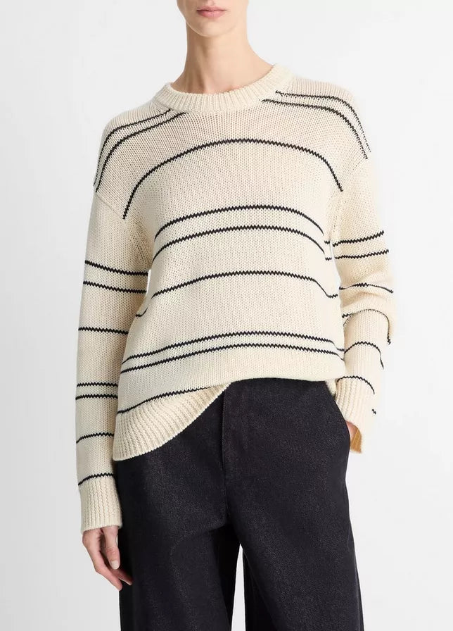 Vince Variegated Stripe Wool-Blend Sweater