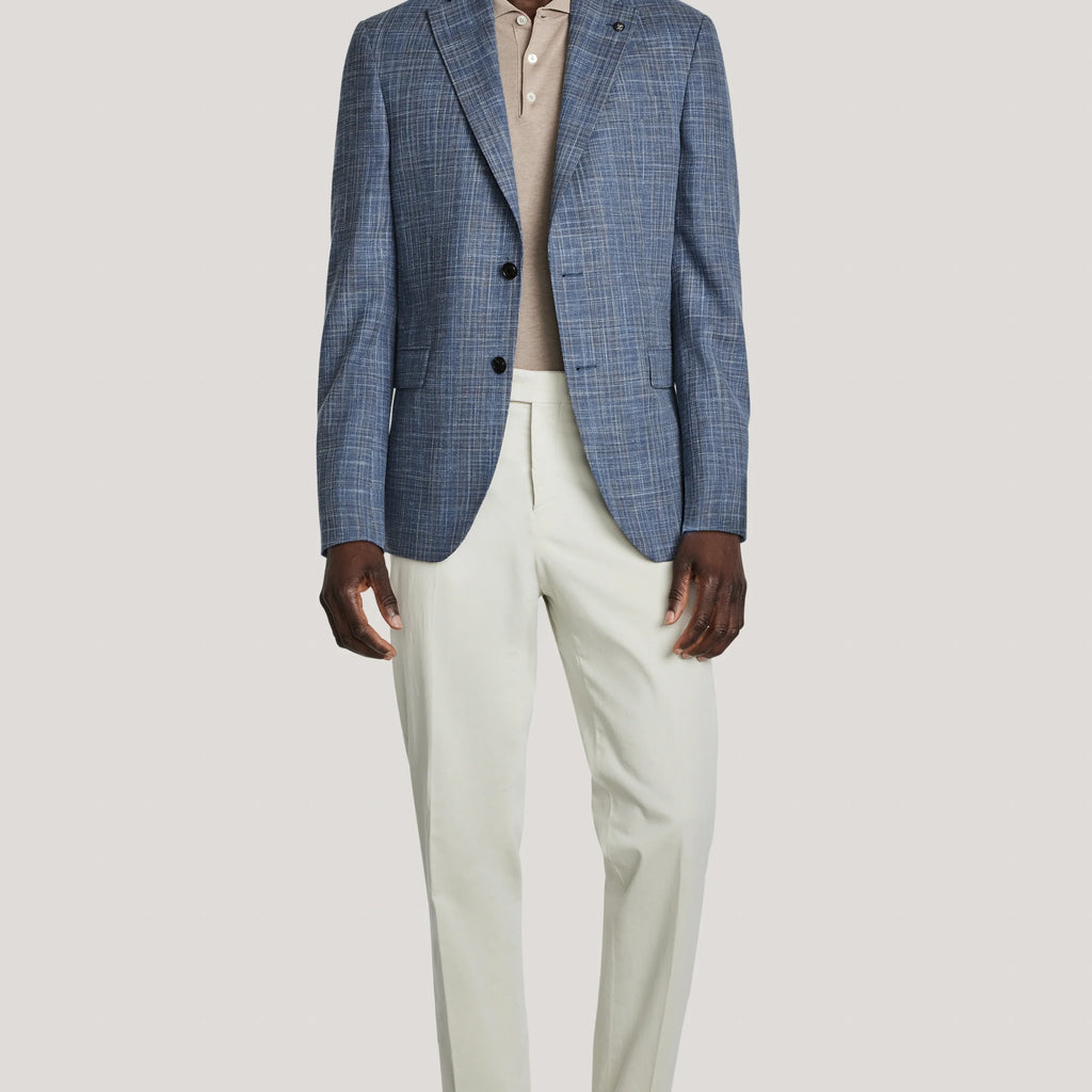 Jack Victor Midland Medium Blue and Soft Camel Plaid Blazer
