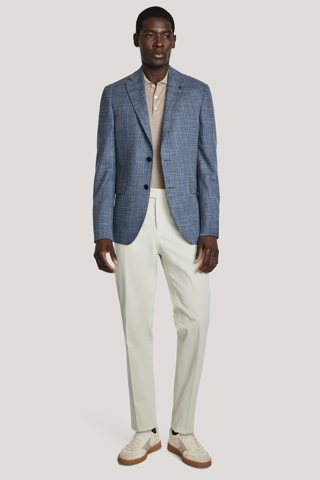 Jack Victor Midland Medium Blue and Soft Camel Plaid Blazer