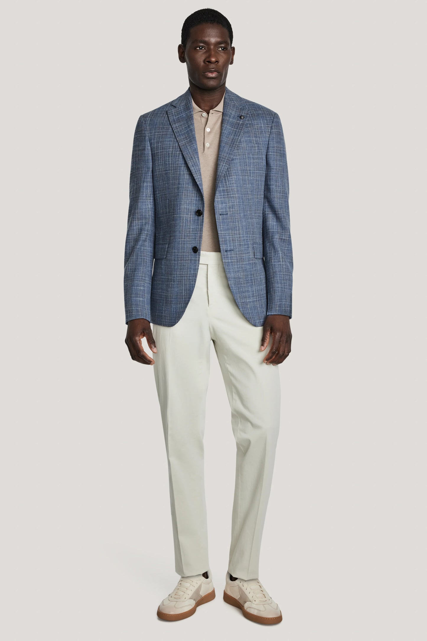 Jack Victor Midland Medium Blue and Soft Camel Plaid Blazer