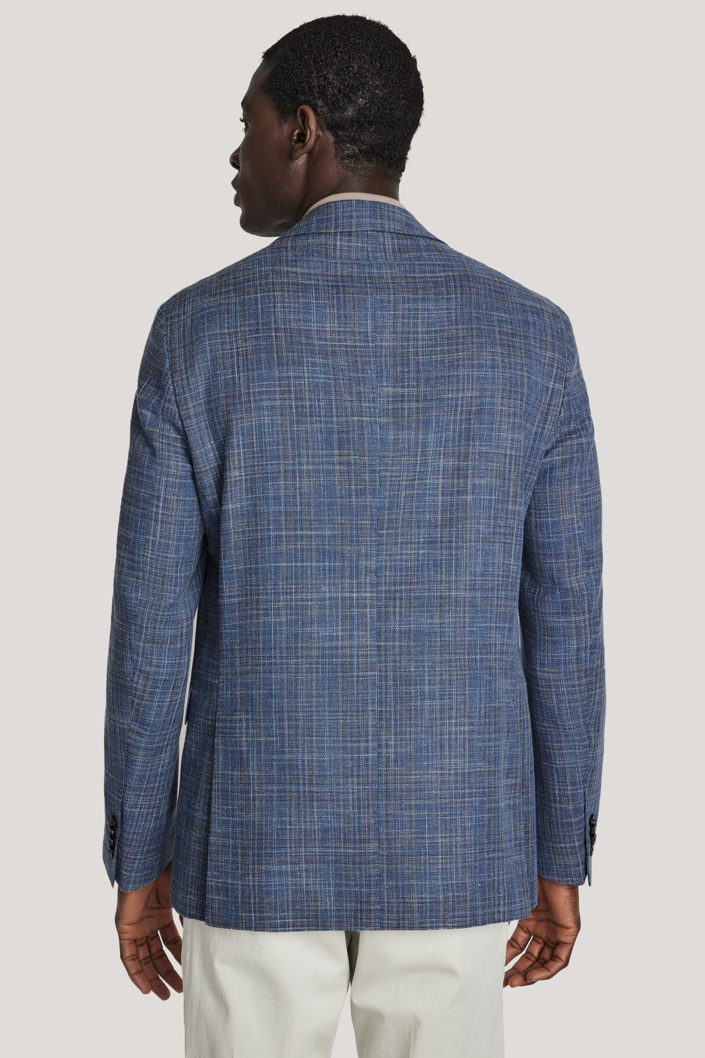 Jack Victor Midland Medium Blue and Soft Camel Plaid Blazer