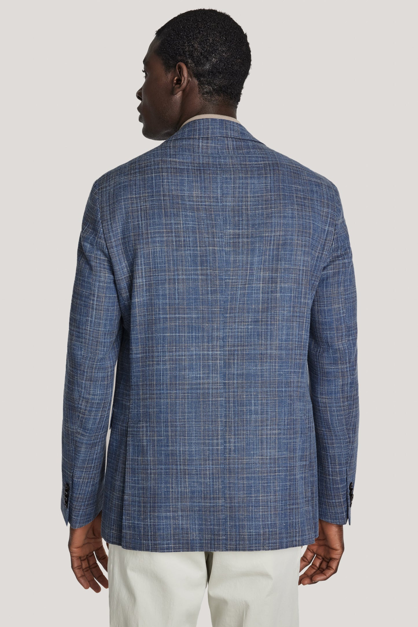 Jack Victor Midland Medium Blue and Soft Camel Plaid Blazer
