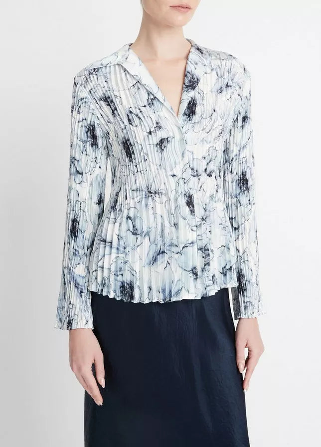 Vince Washed Lily Pleated Blouse