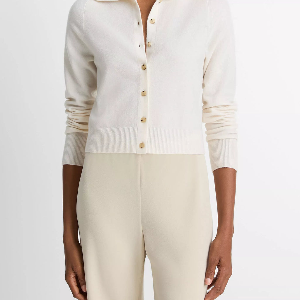 Vince Wool & Cashmere-Blend Polo Cardigan