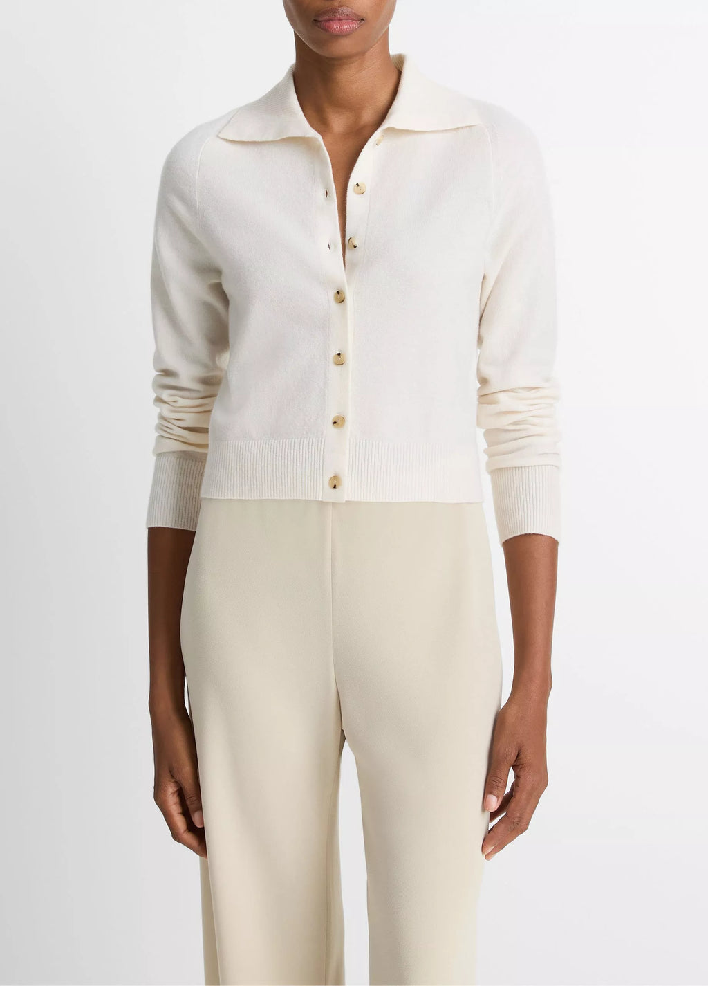 Vince Wool & Cashmere-Blend Polo Cardigan