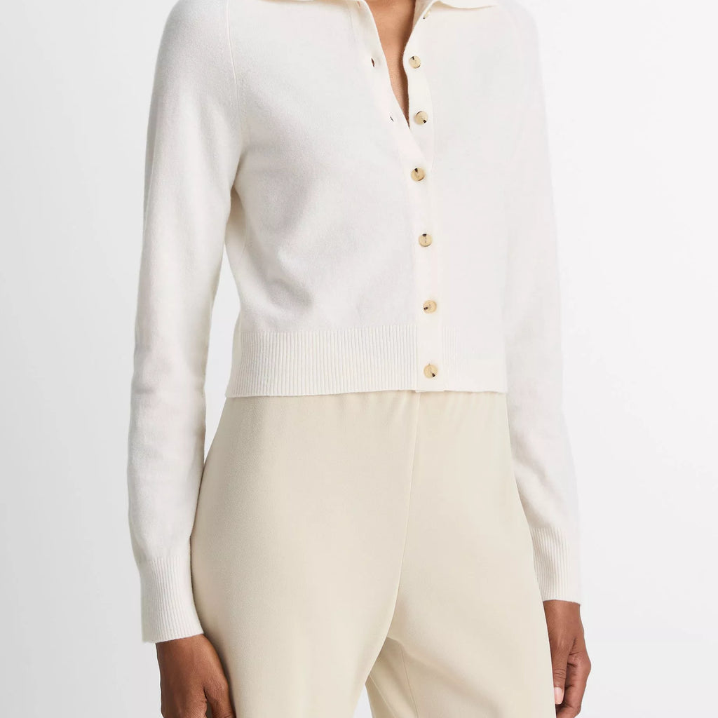 Vince Wool & Cashmere-Blend Polo Cardigan