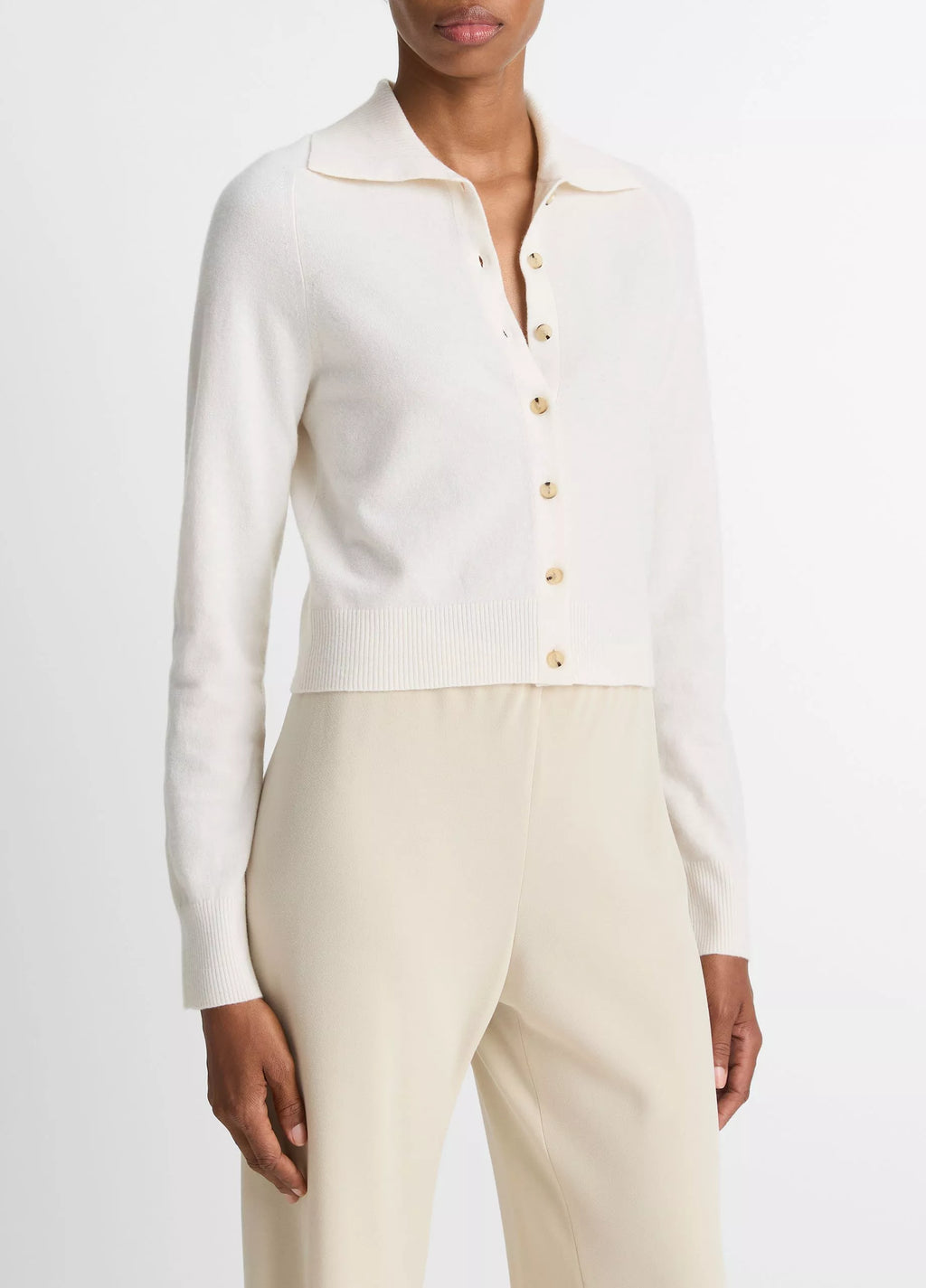 Vince Wool & Cashmere-Blend Polo Cardigan