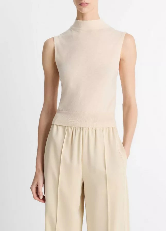 Vince Wool-Blend Sleeveless Mock-Neck Sweater