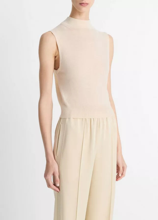 Vince Wool-Blend Sleeveless Mock-Neck Sweater