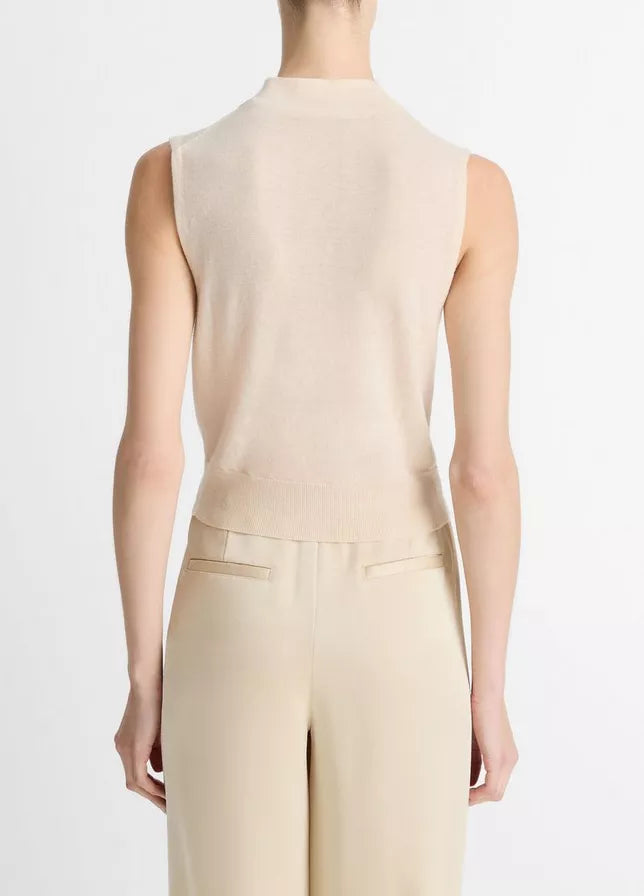 Vince Wool-Blend Sleeveless Mock-Neck Sweater