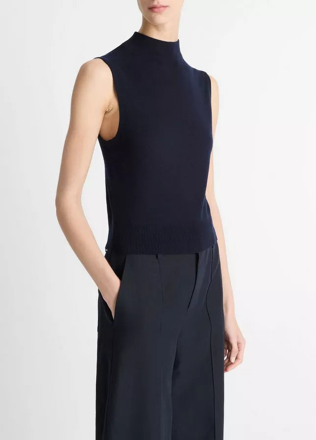 Vince Wool-Blend Sleeveless Mock-Neck Sweater