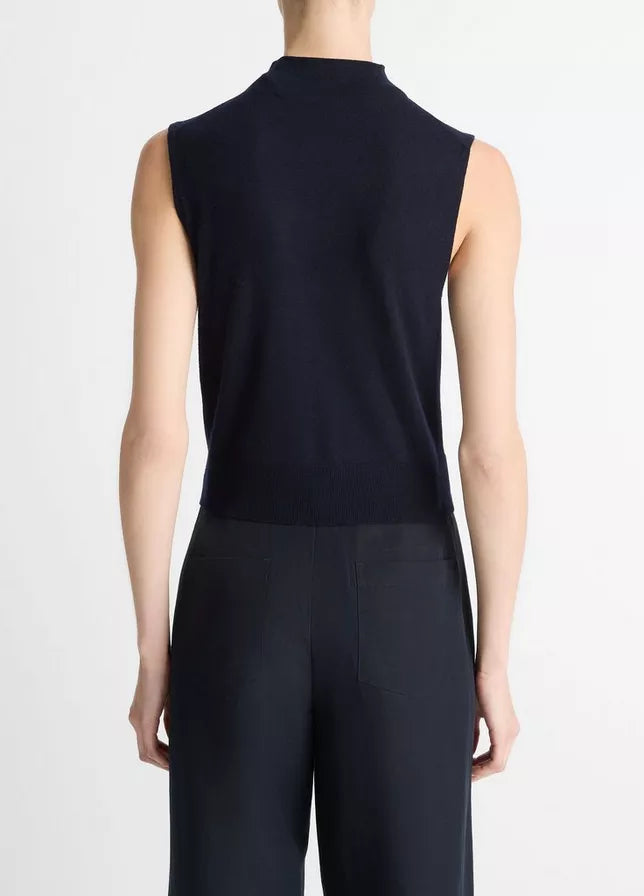 Vince Wool-Blend Sleeveless Mock-Neck Sweater
